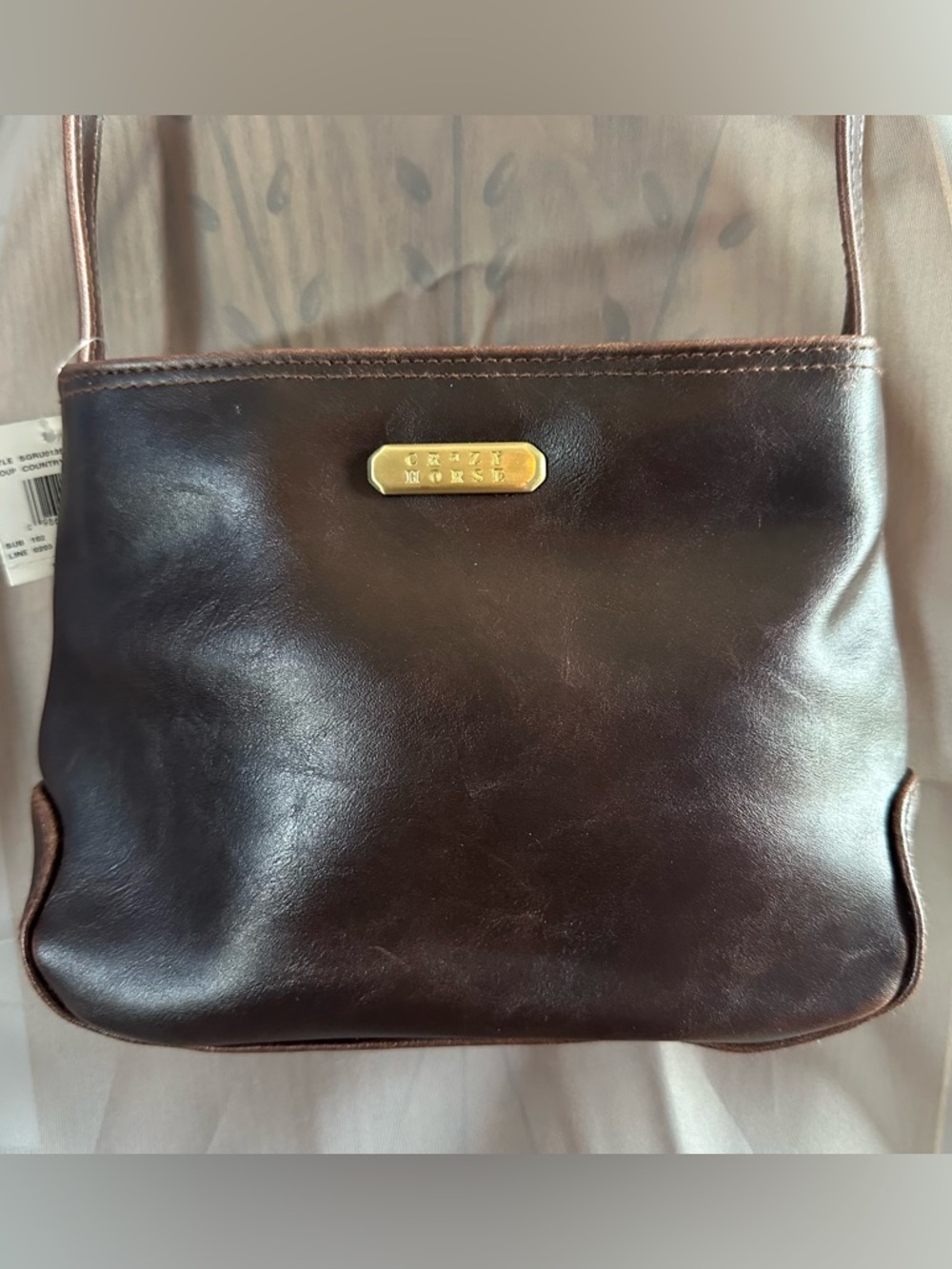 Vintage crazy horse brown faux leather mini shoulder bag NWT
